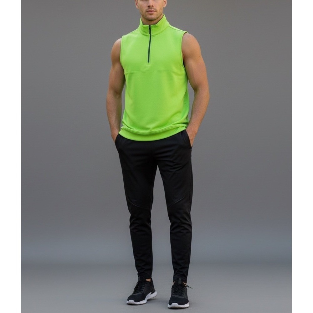 Dunning Golf Mens 1/2 Zip Performance Pullover Lime Neon Green Vest Small